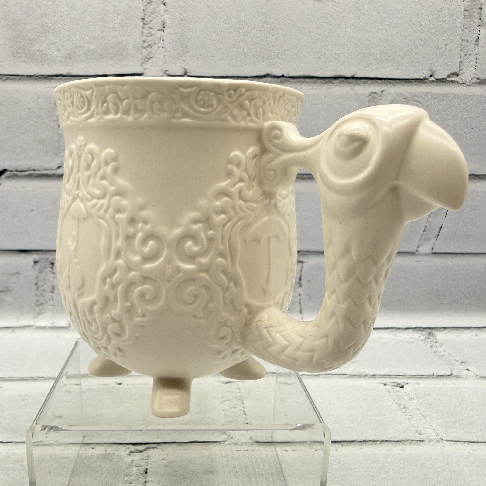 Disney Mary Poppins Coffee Mug Cup Figural Umbrella Parrot Embossed Pink Inside