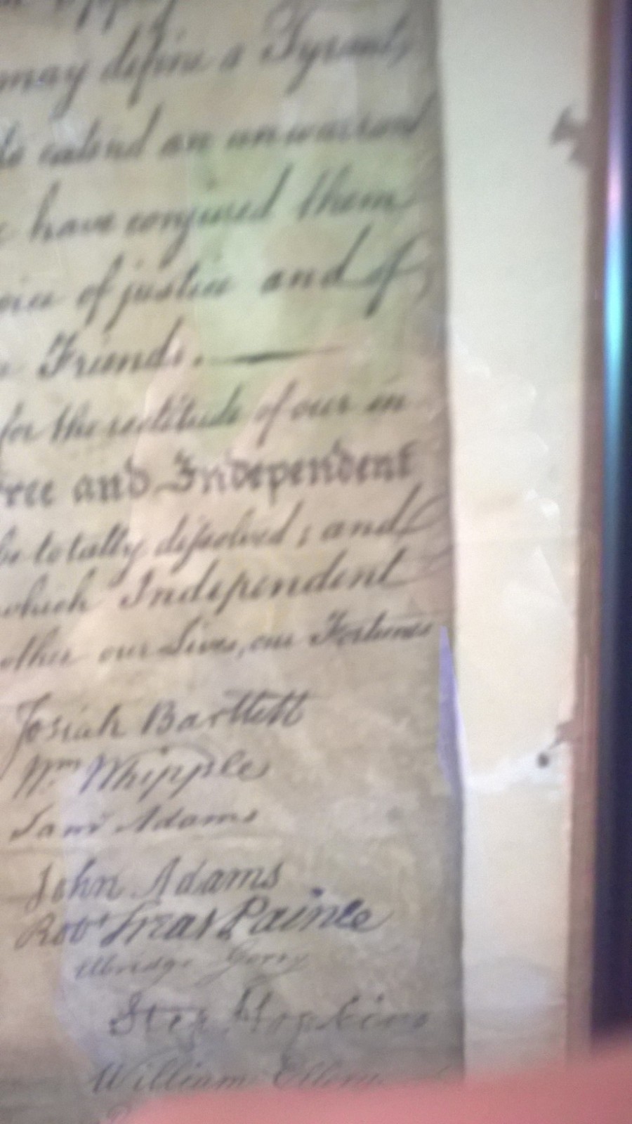 Lithograph Declaration of Independence printed 1942 by Theo Ohman Maiers bakery