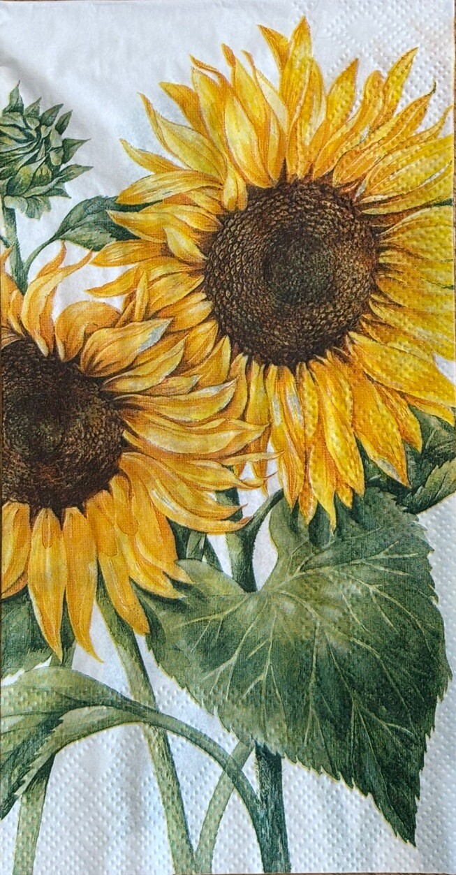 two Individual paper dinner Decoupage napkins Sunflowers Fall Summer Autumn