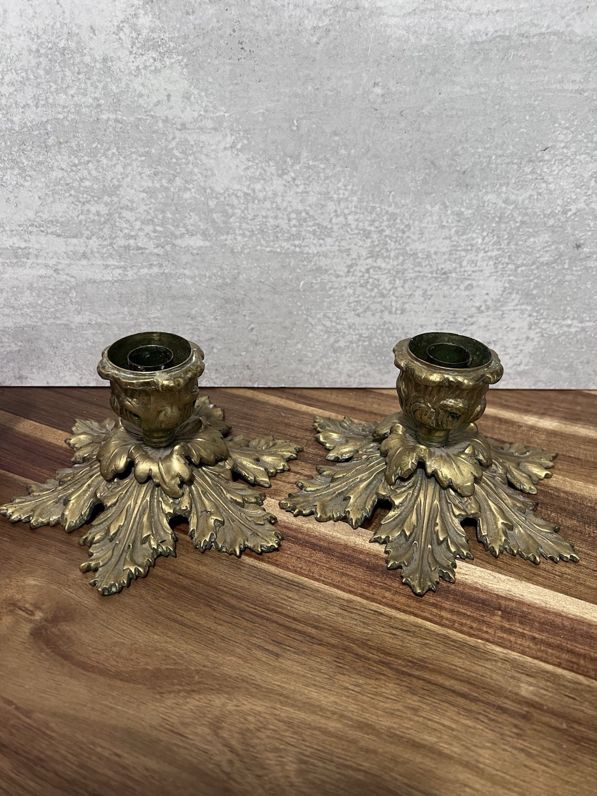 Decorative Crafts Inc Solid Brass Botanical Shape Taper Candle Holder