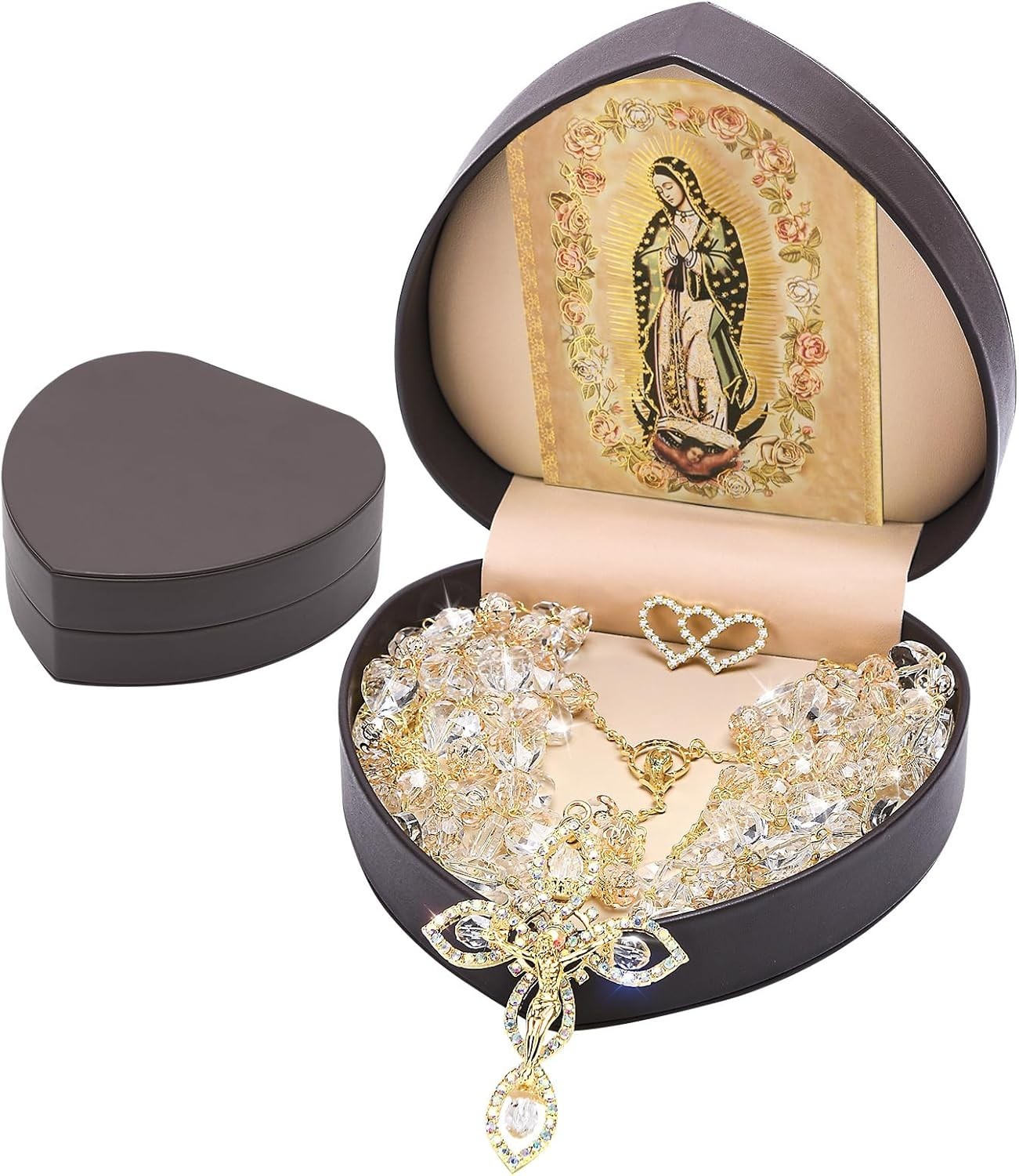 Mexican Wedding Crystal Rosary Lasso With Heart Box Catholic Ceremony Gift