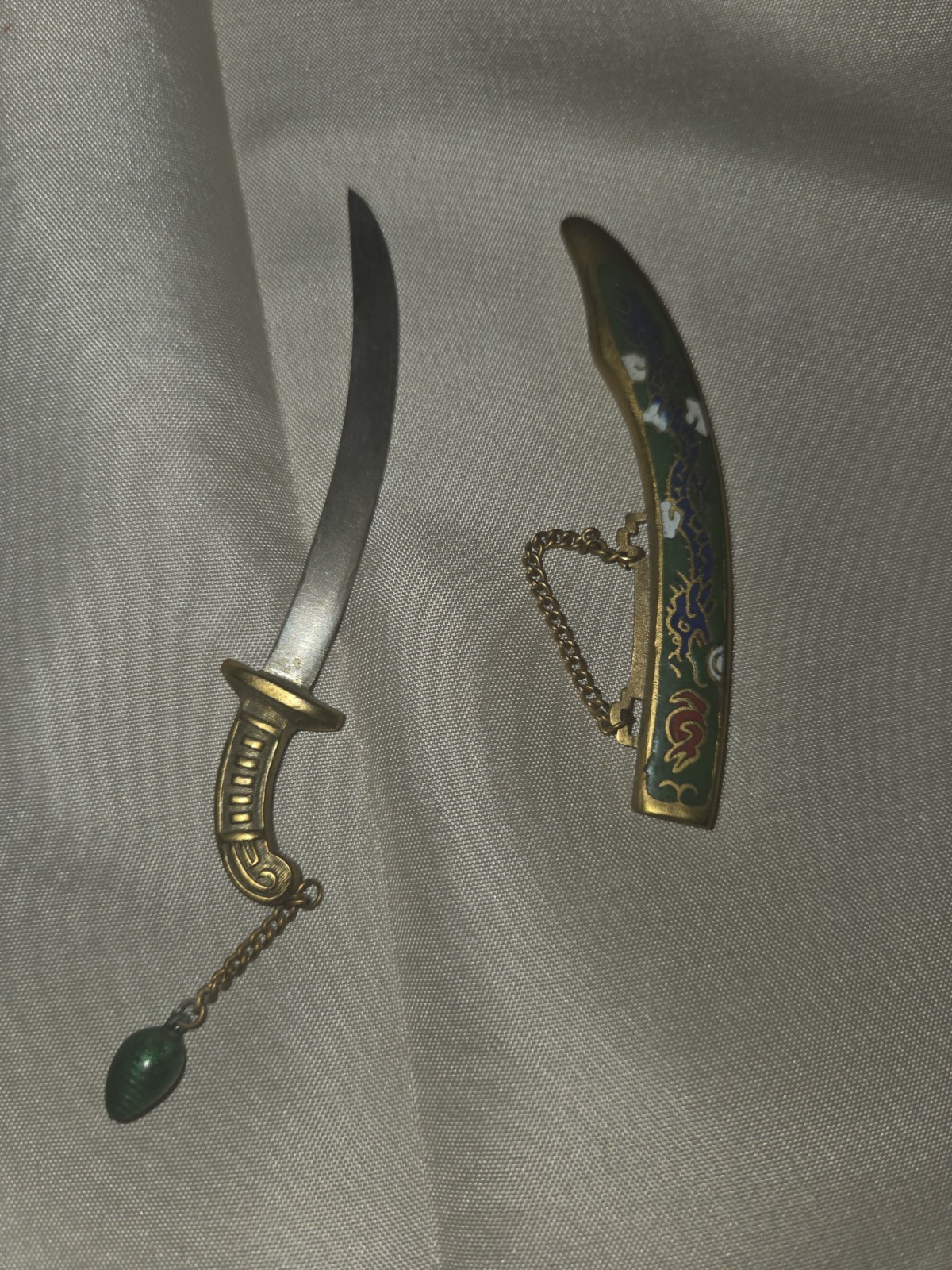 Chinese Imported Letter Opener Scimitar Sword Style With Sheath