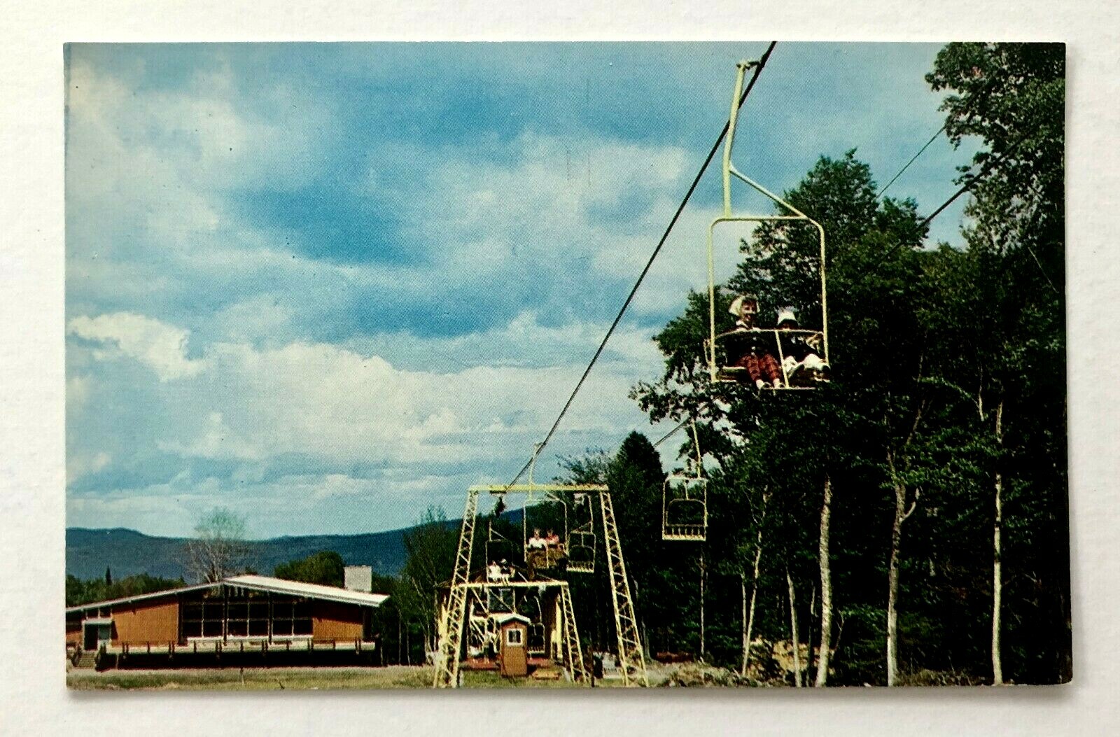 1960s Killington Basin Sherburne Vermont VT Chair Lift Mother Child Postcard Vtg