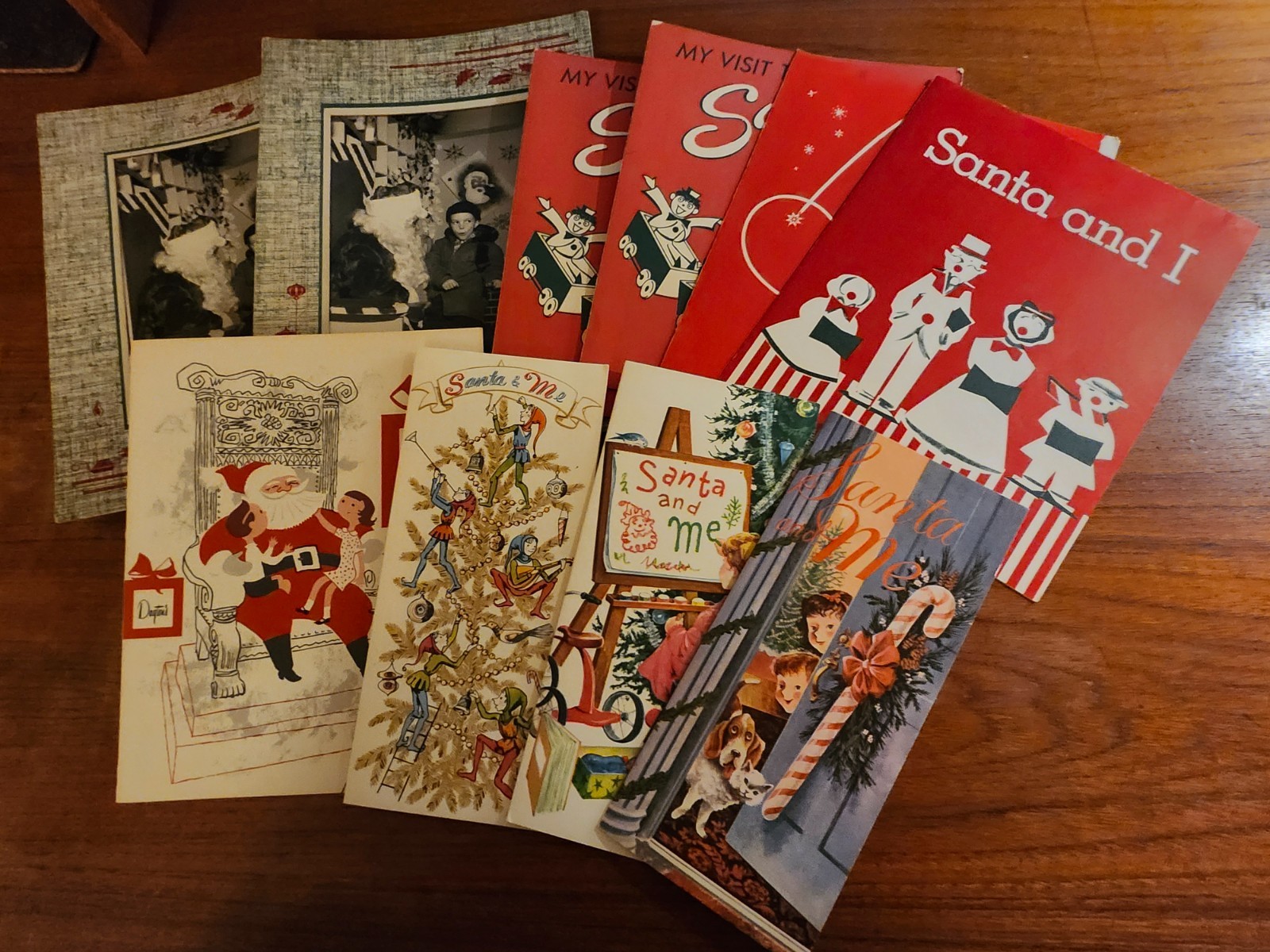 10 Vintage MY VISIT With SANTA Department Store SOUVENIR PHOTO Holders Christmas
