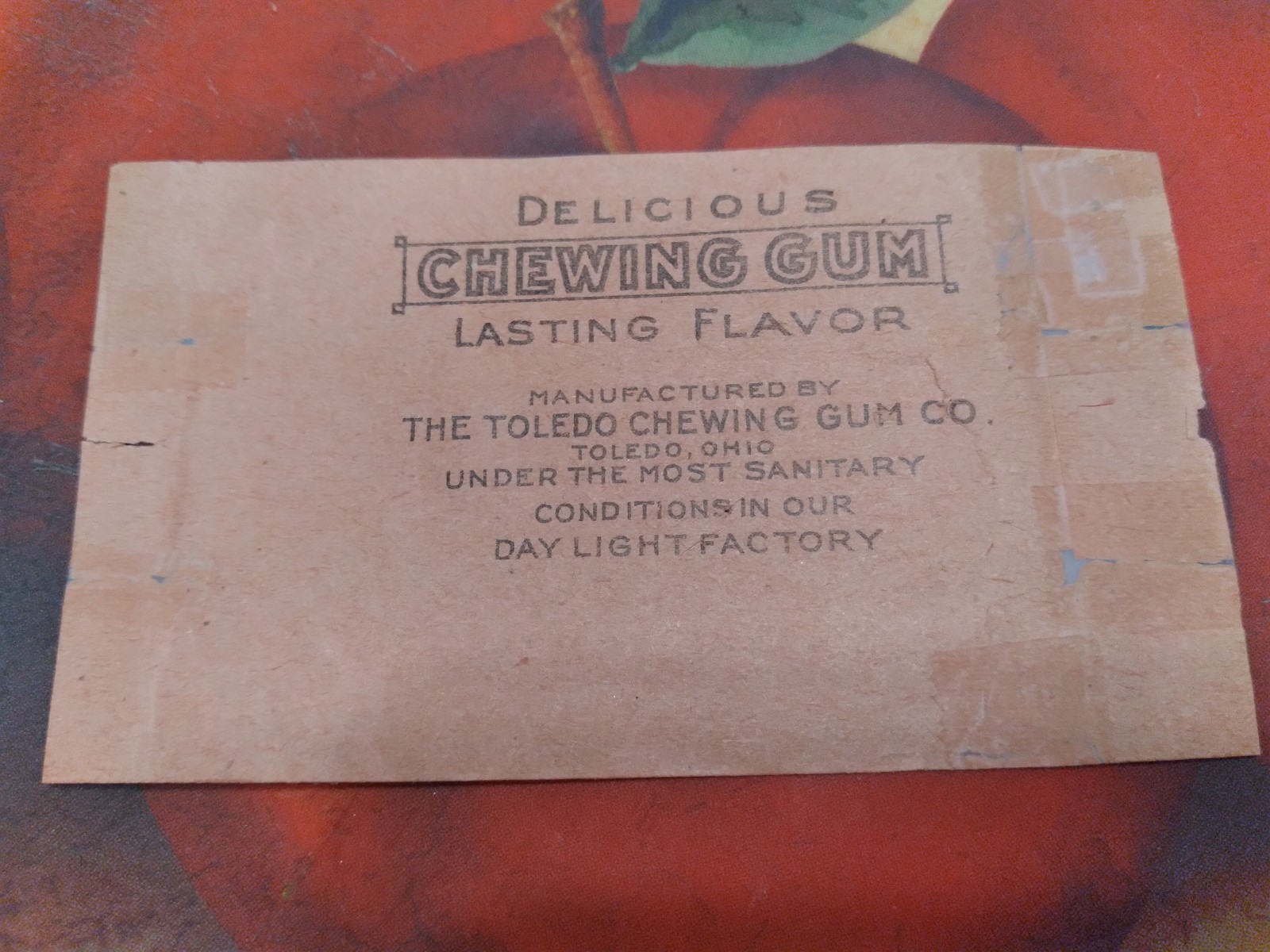 Vtg 1910’s American Chewing Gum Wrapper Toledo Delicious
