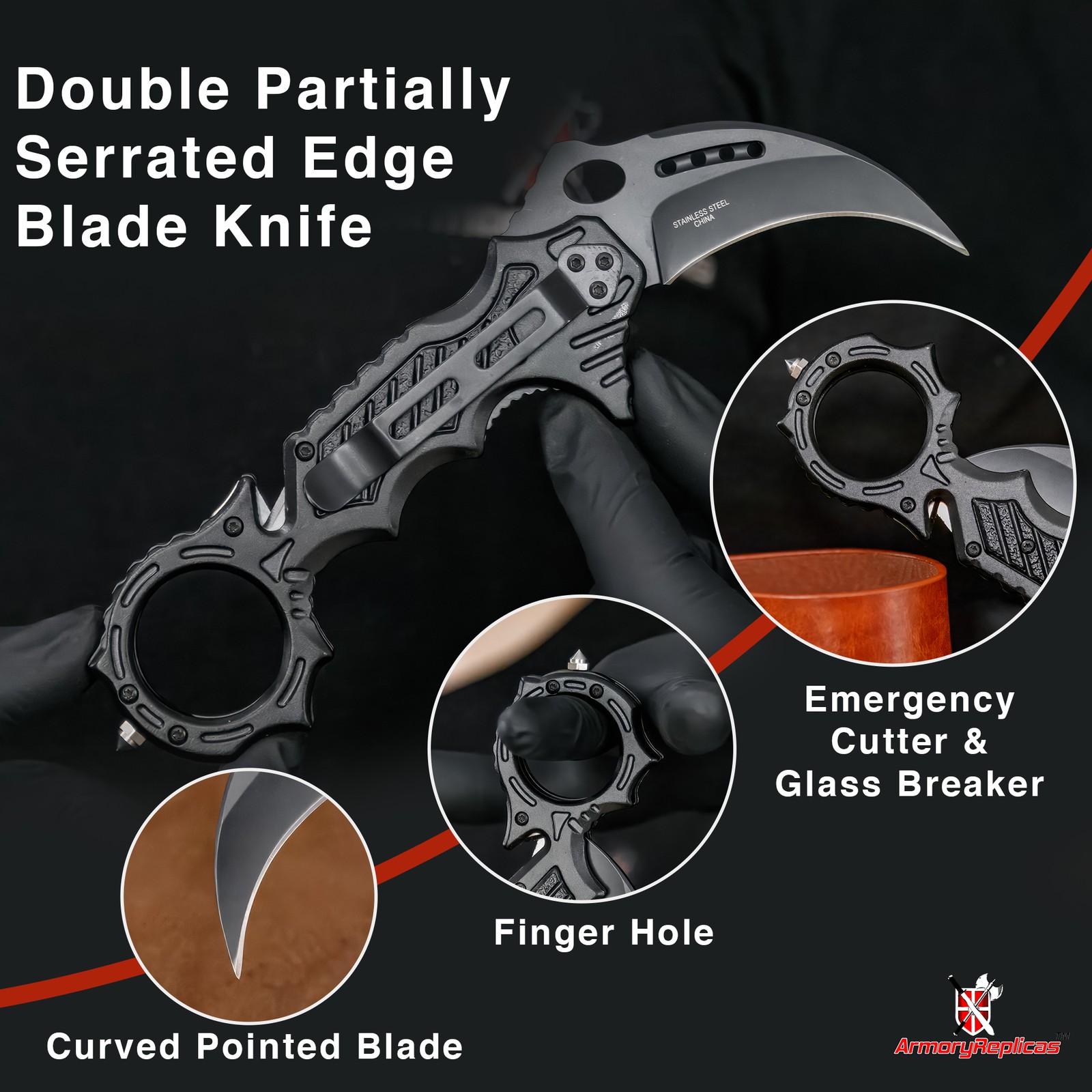 Mortuary Affair Tactical Karambit Knife | Force Traction Emergency EDC Defense