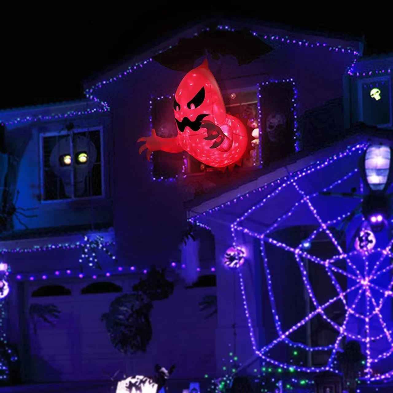 4.6FT Halloween Inflatable Window Ghost with Build-in LED for Outdoor Yard Decor