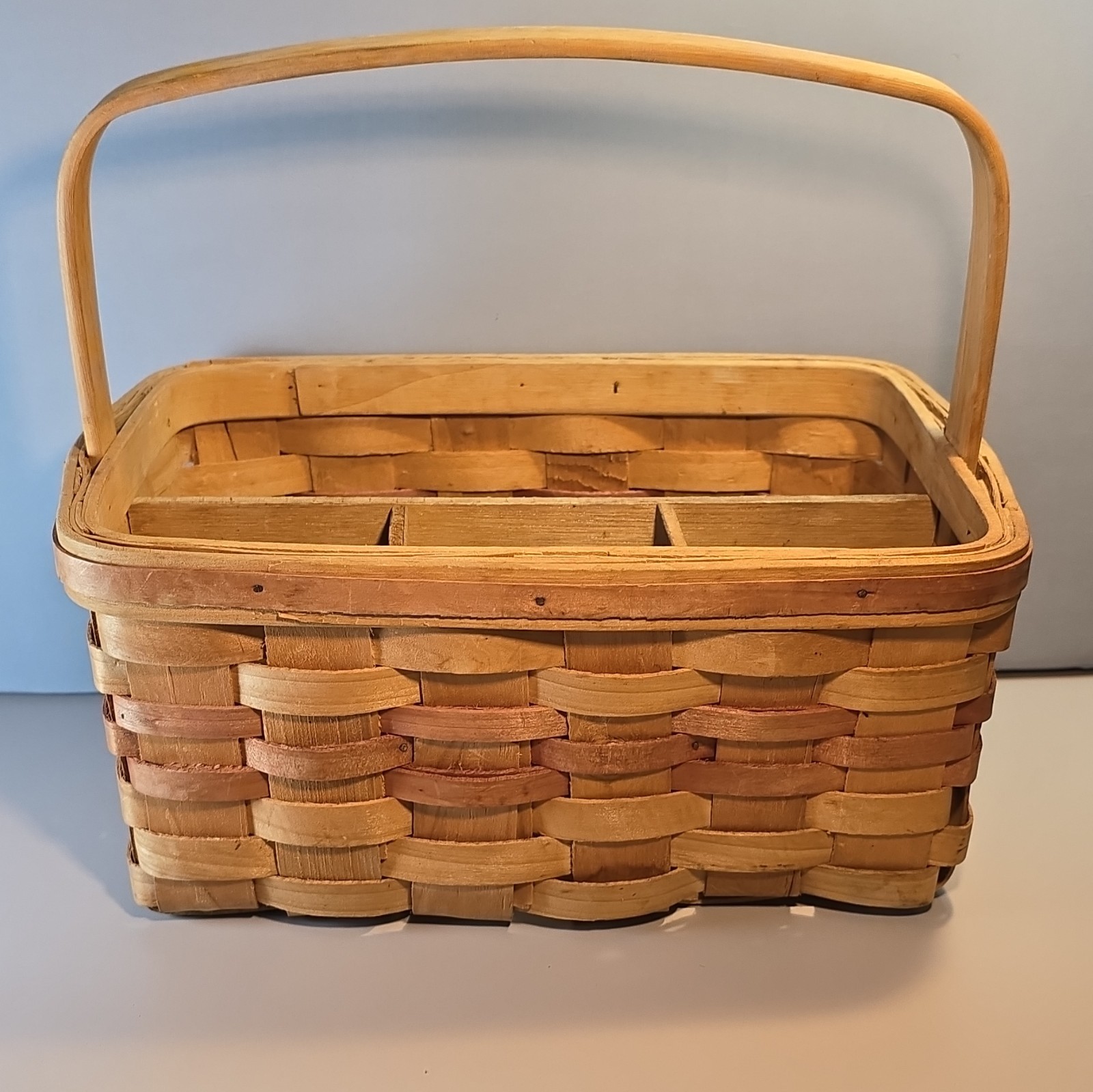 Rectangular Utensil Caddy Basket 4-Section Divider Swing Handle