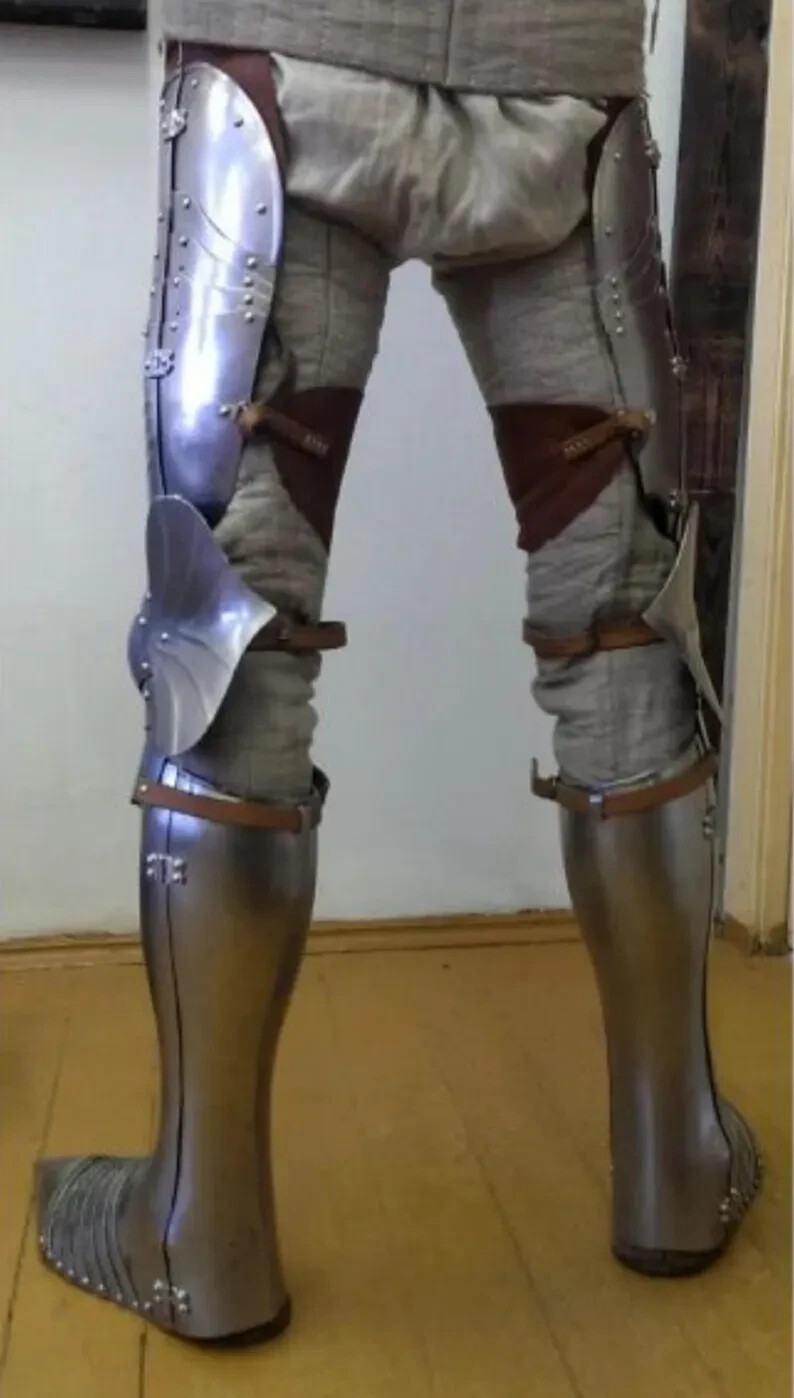 Medieval Greaves Leg Guard Costume Shoes Knight Armor 18 Guage Steel LARP Gothic
