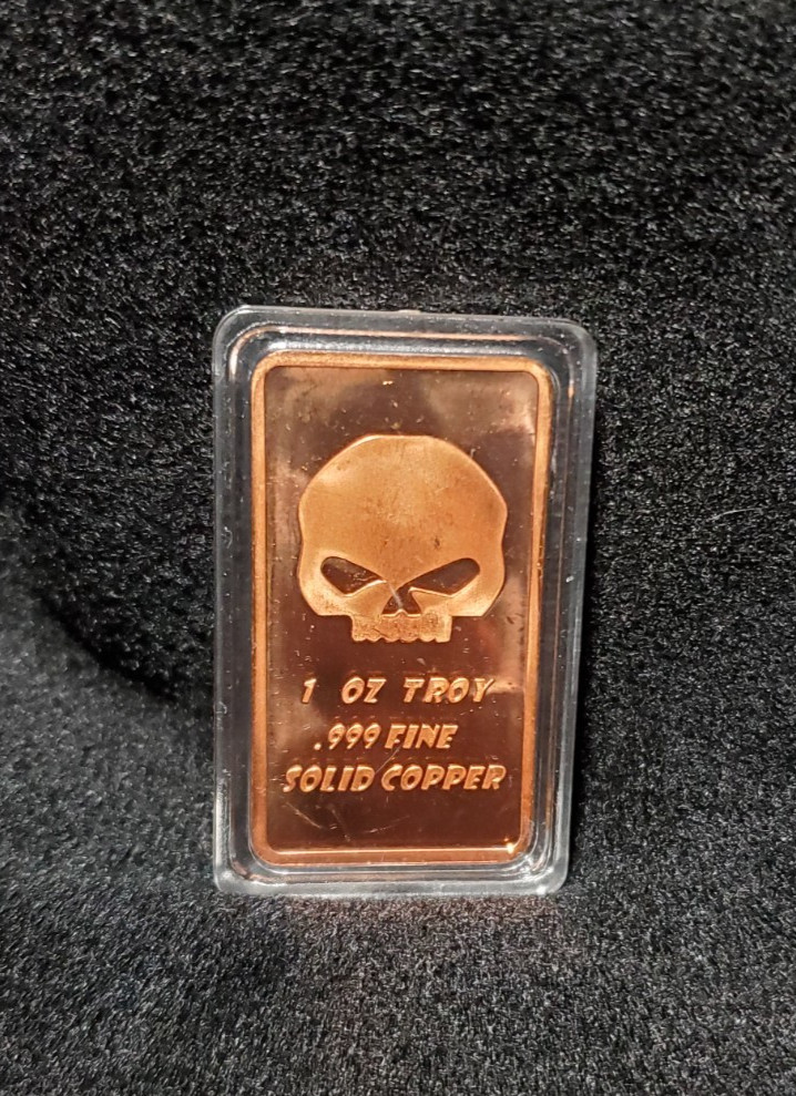 HARLEY-DAVIDSON SKULL 2010 ROAD KING FLHR COPPER INGOT 1 TROY OUNCE