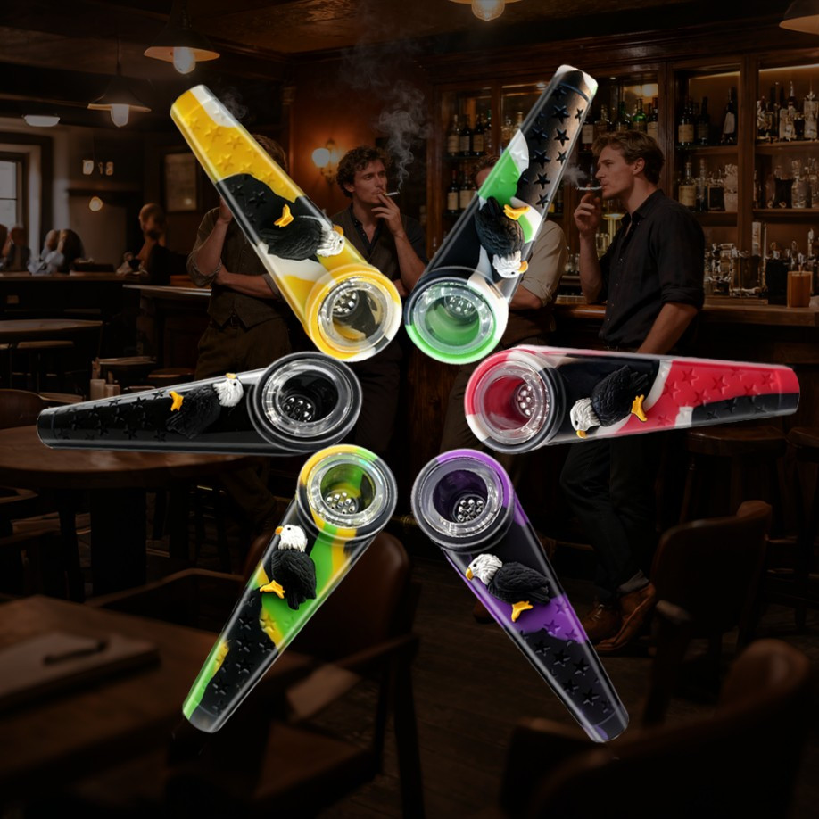 (Pack of 3) Silicone Smoking Hand Pipe with Glass Bowl Pocket Pipe Random color