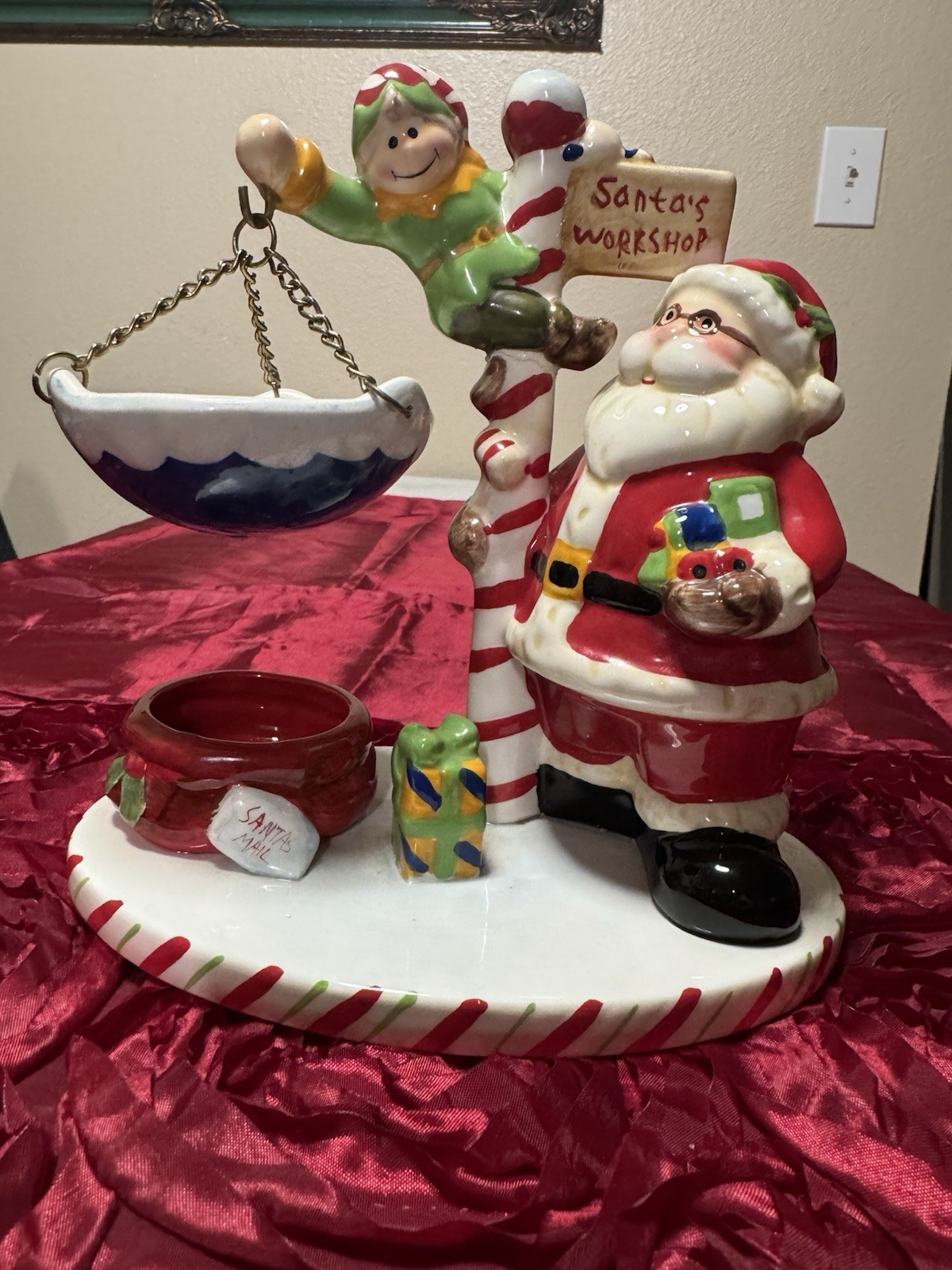 Novelty’s Santa with Elf In Workshop Tabletop Decorative Figurine Christmas