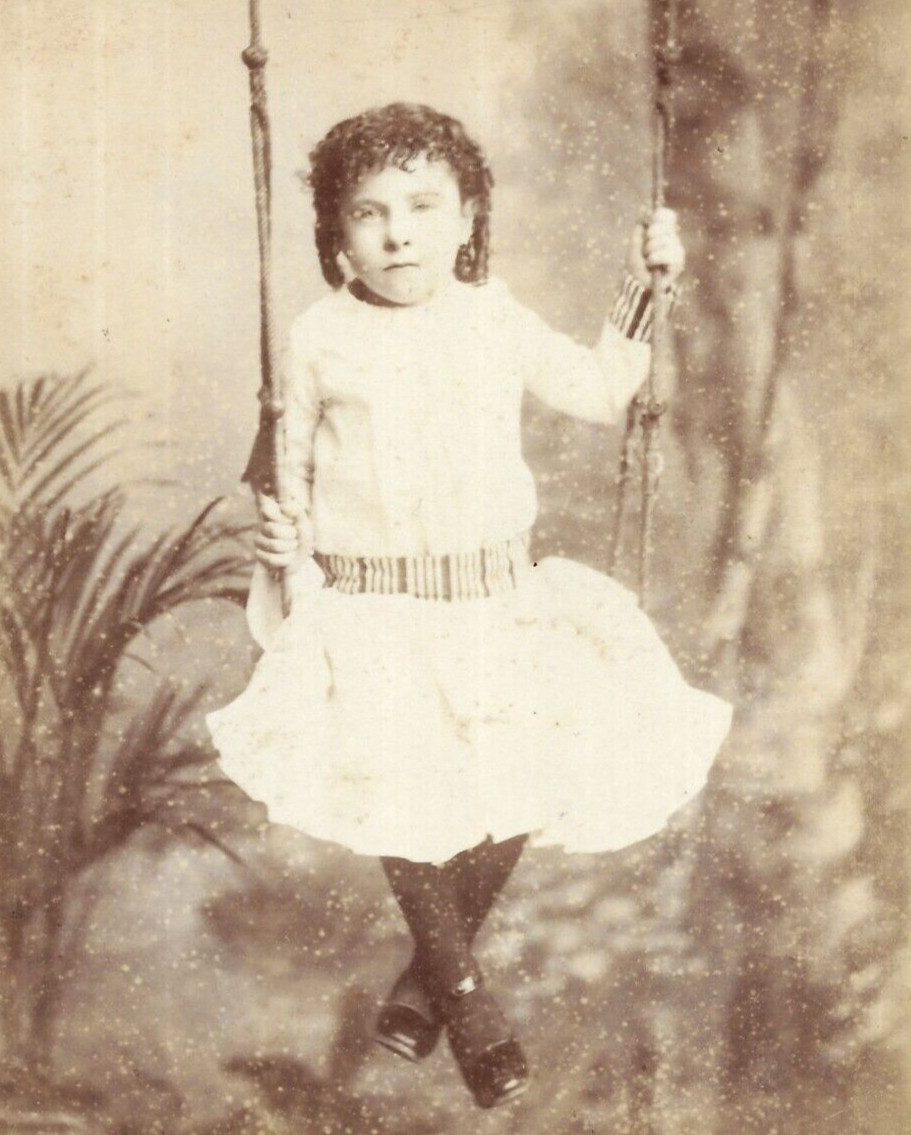 Victorian Cabinet Card Photo Pretty Girl Child Fashion Swing Stuart South London