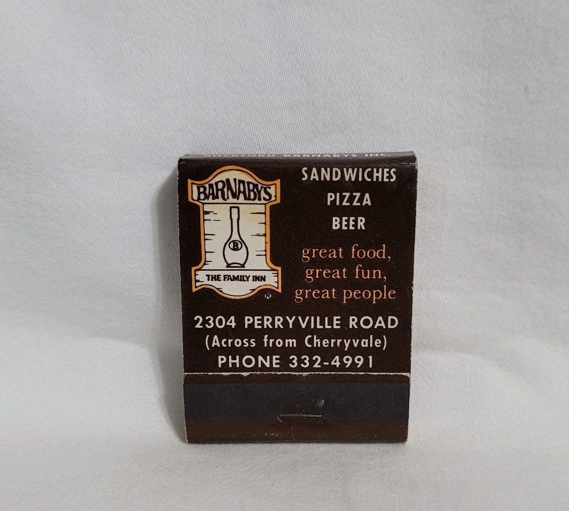 Vintage Barnaby’s Restaurant Matchbook Rockford Illinois Advertising Full