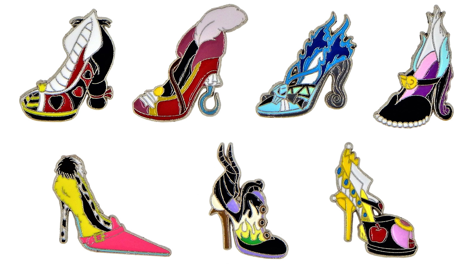 Villain High Heel Pin Collection Set of 7 Disney Park Trading Pins ~ Brand New