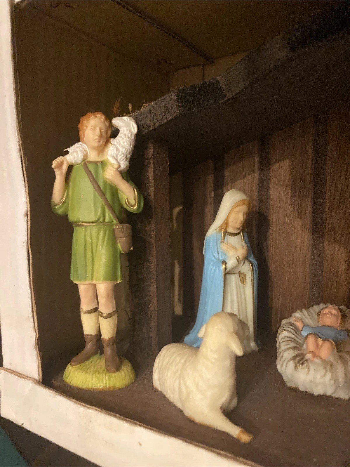 Vintage Similegno Christmas Nativity Scene Stable Plastic Figures Jesus Mary