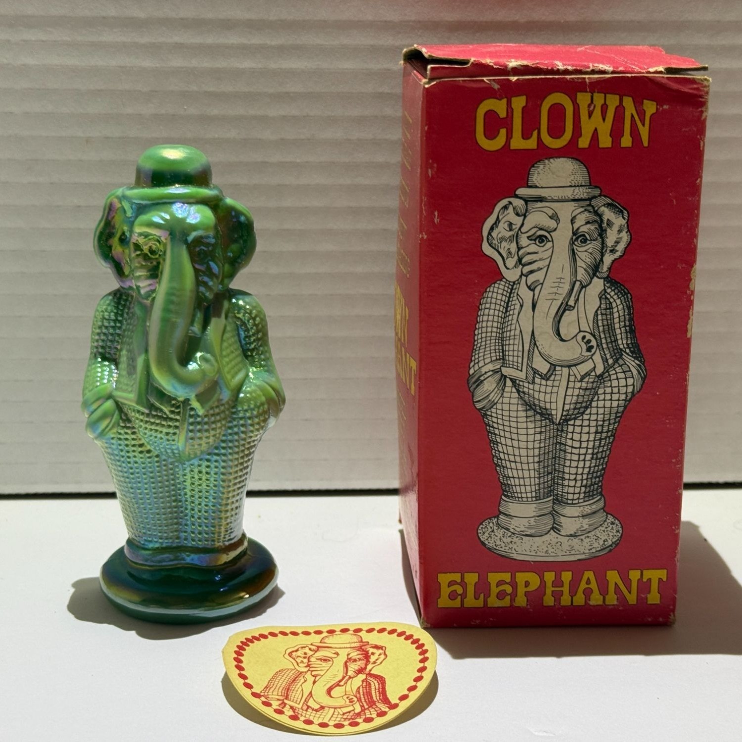 Vintage Summit Art Russ Vogelsong Slag Glass Clown Elephant- Tommy