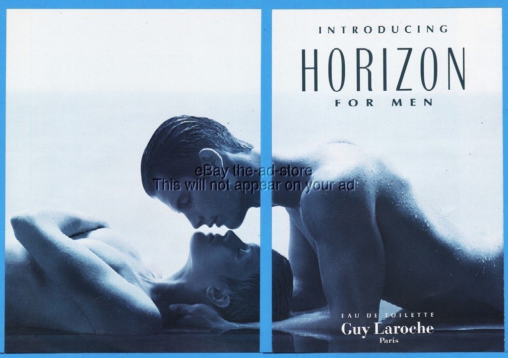 1994 Guy Laroche Paris HORIZON For Men Naked Couple In Water Kiss Photo Print Ad