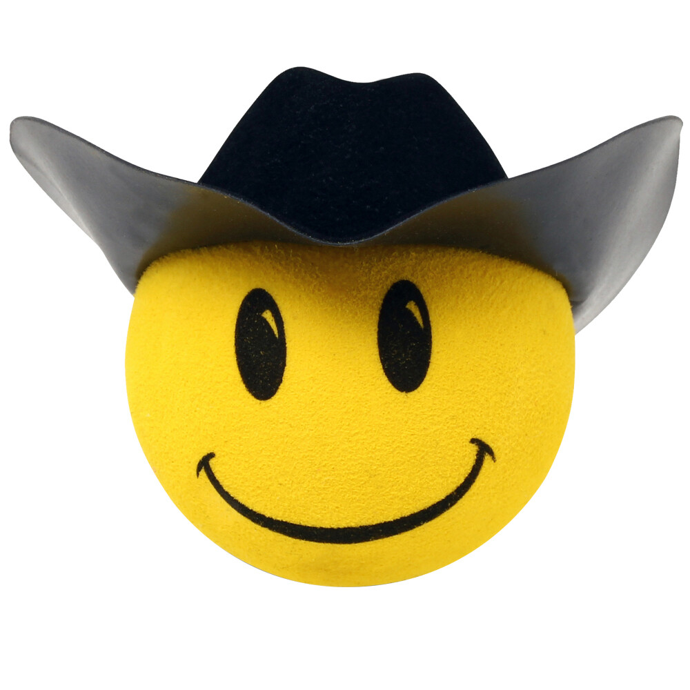 HappyBalls Cowboy Happy Smiley Car Antenna Topper / Auto Dashboard Accessory