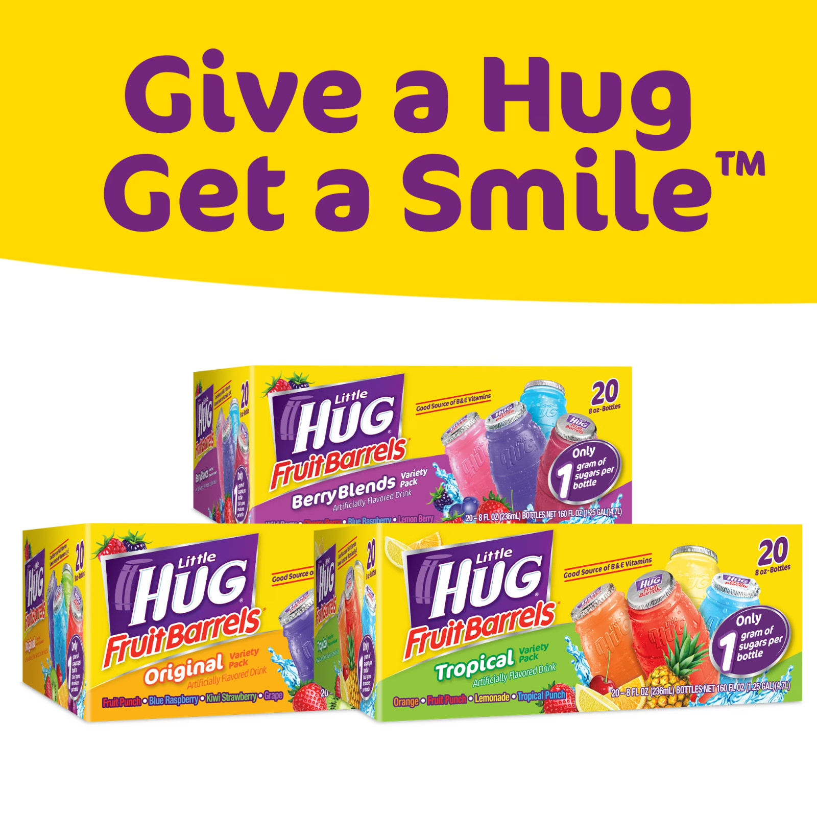 Little HUG Fruit Barrels Original Variety Pack – Shelf-Stable Kids Drinks, 20 Co