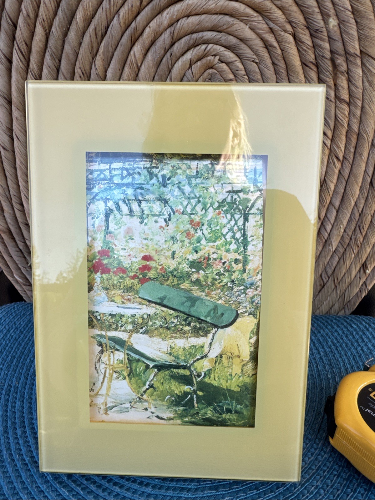 Aaron Brothers Glass Block Yellow Glass Frame For 4×6 Photo EUC