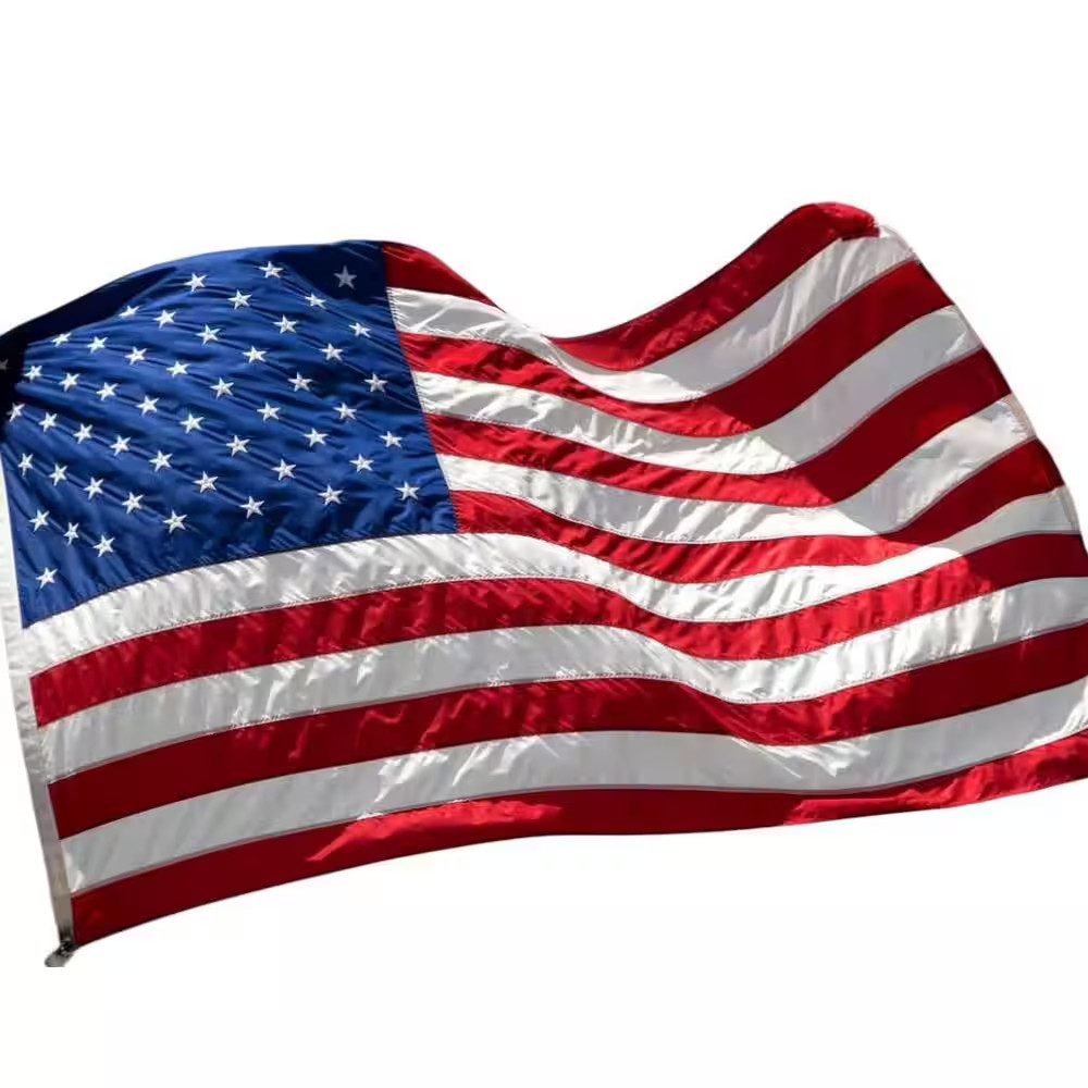 Set of 2 Red White and Blue Embroidered Nylon American Flags