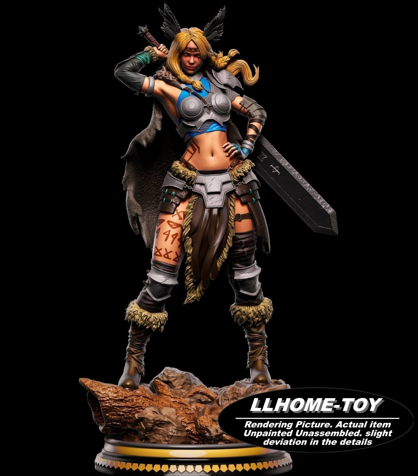 30CM tall Valkyrie sword 3D Print Model Unpainted Garage Kit Statue Figure