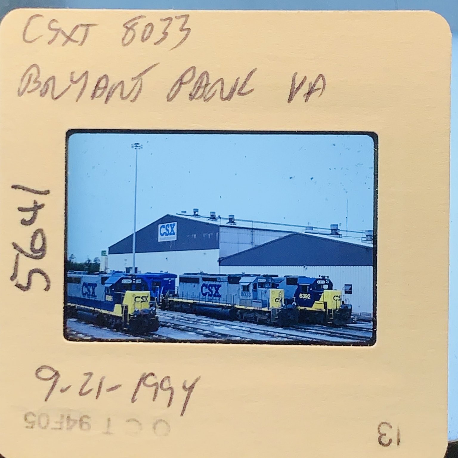 CSX Train Locomotives 6392 8033 Bryant Yard VA 1994 Original 35mm Slide