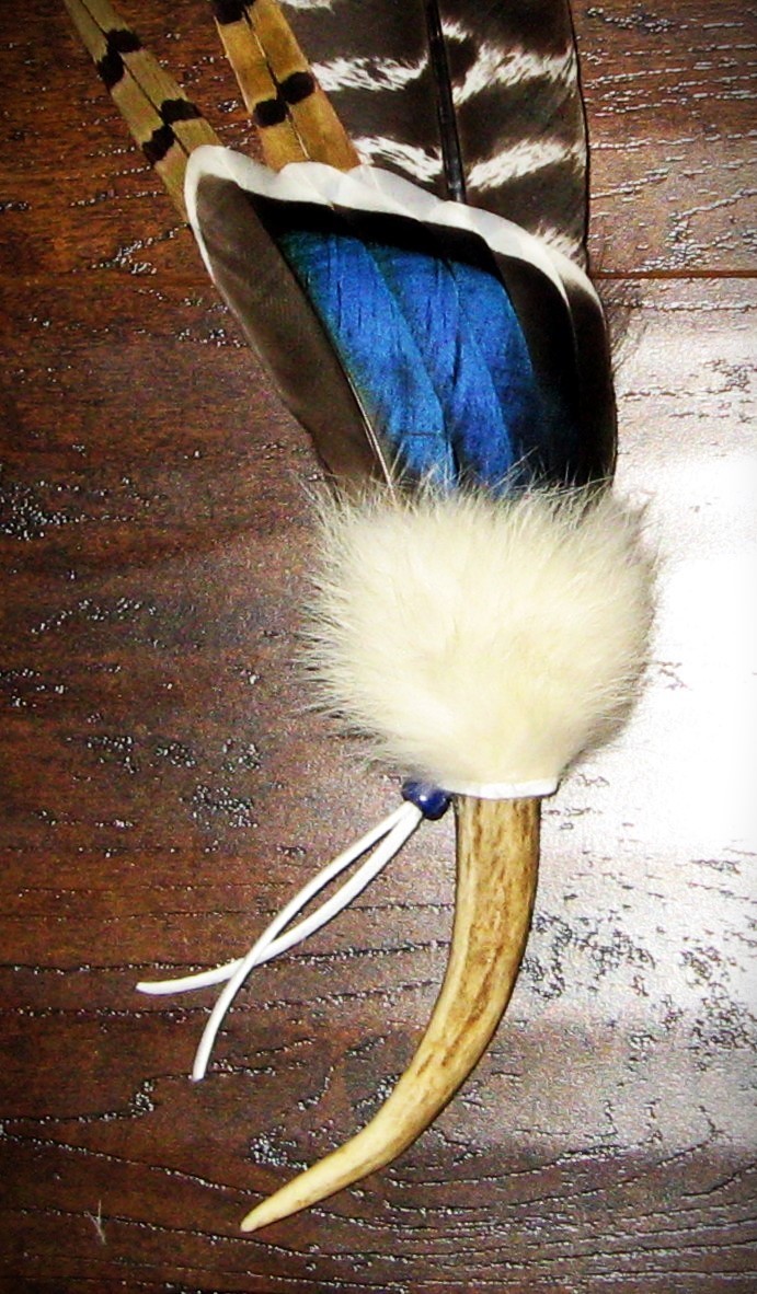 TURKEY NATIVE AMERICAN SMUDGE FEATHER FAN 13.5″ ANTLER