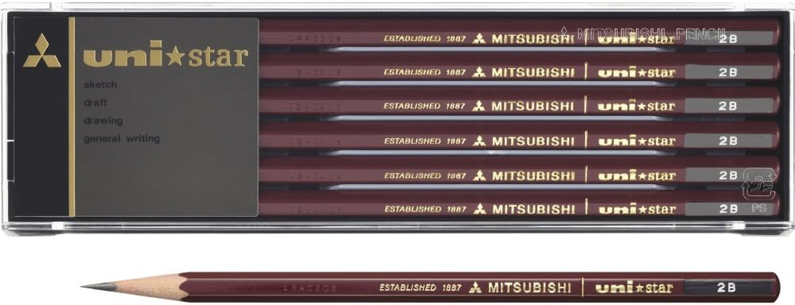 Mitsubishi Pencil Pencil Unistar Hexagonal Standard 2B Dozen (12 Pieces) (Japan