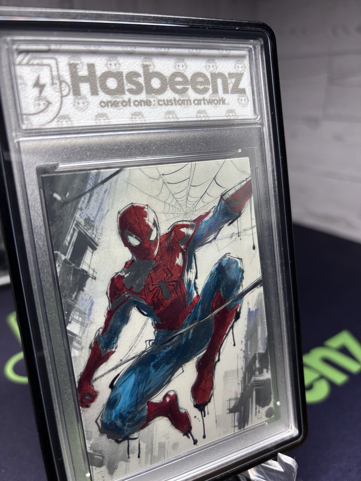 2025 Hasbeenz x Marvel Spider-Man 130pt. Acrylic Sketch Card 1/1 Encased Premium