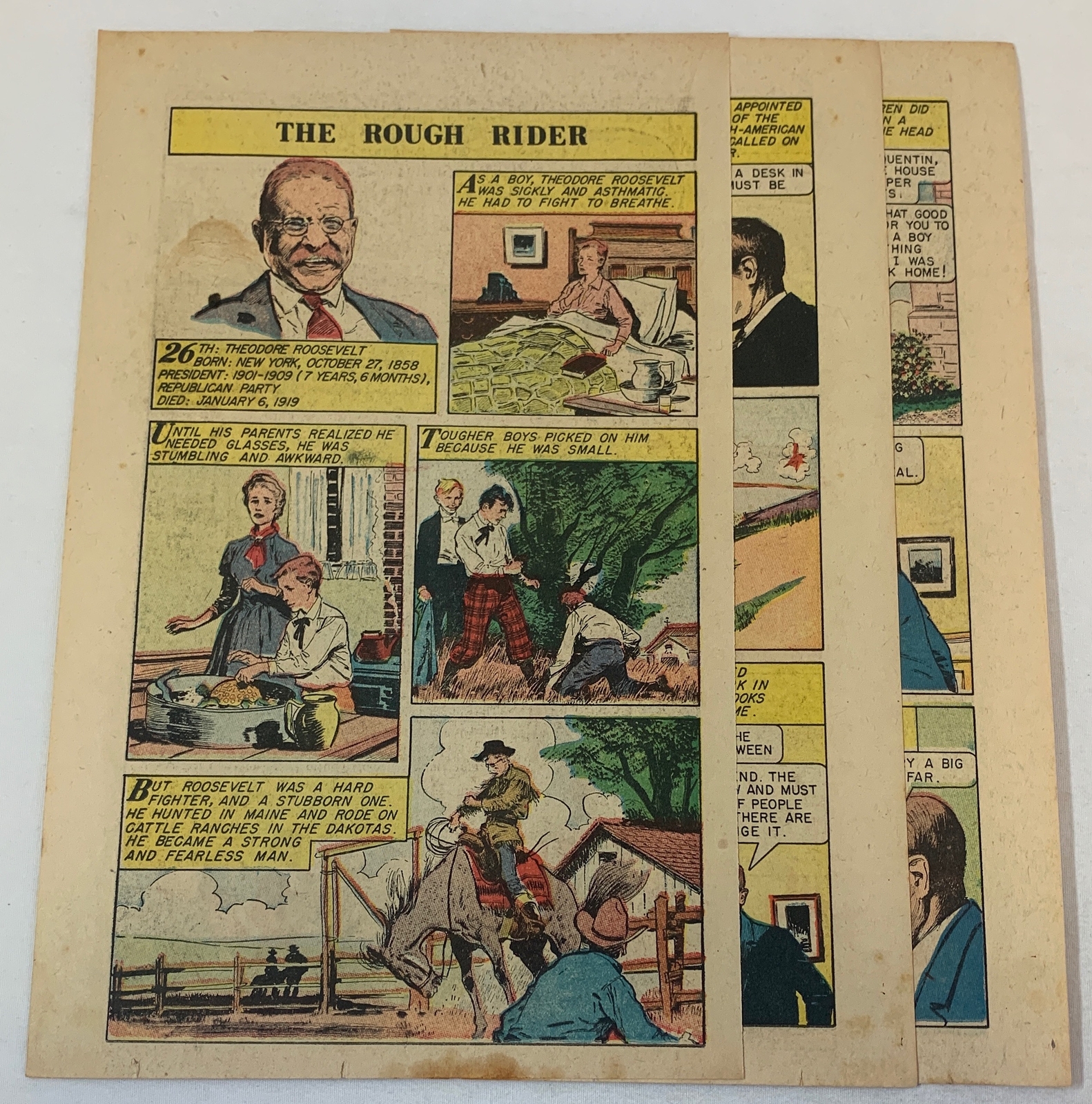 1960 five page cartoon story ~ THEODORE TEDDY ROOSEVELT