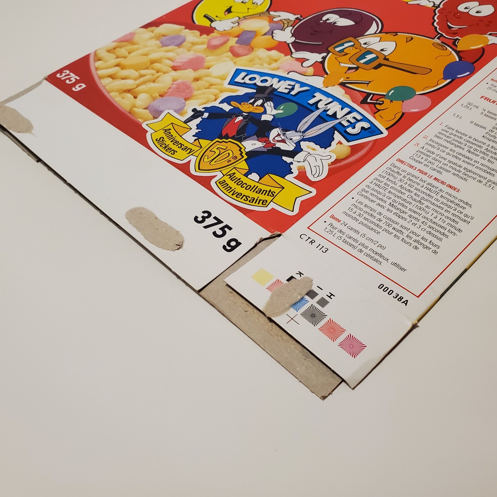 Vintage 1990 1991 Kelloggs Fruity Marshmallow Krispies Cereal Box Looney Tunes