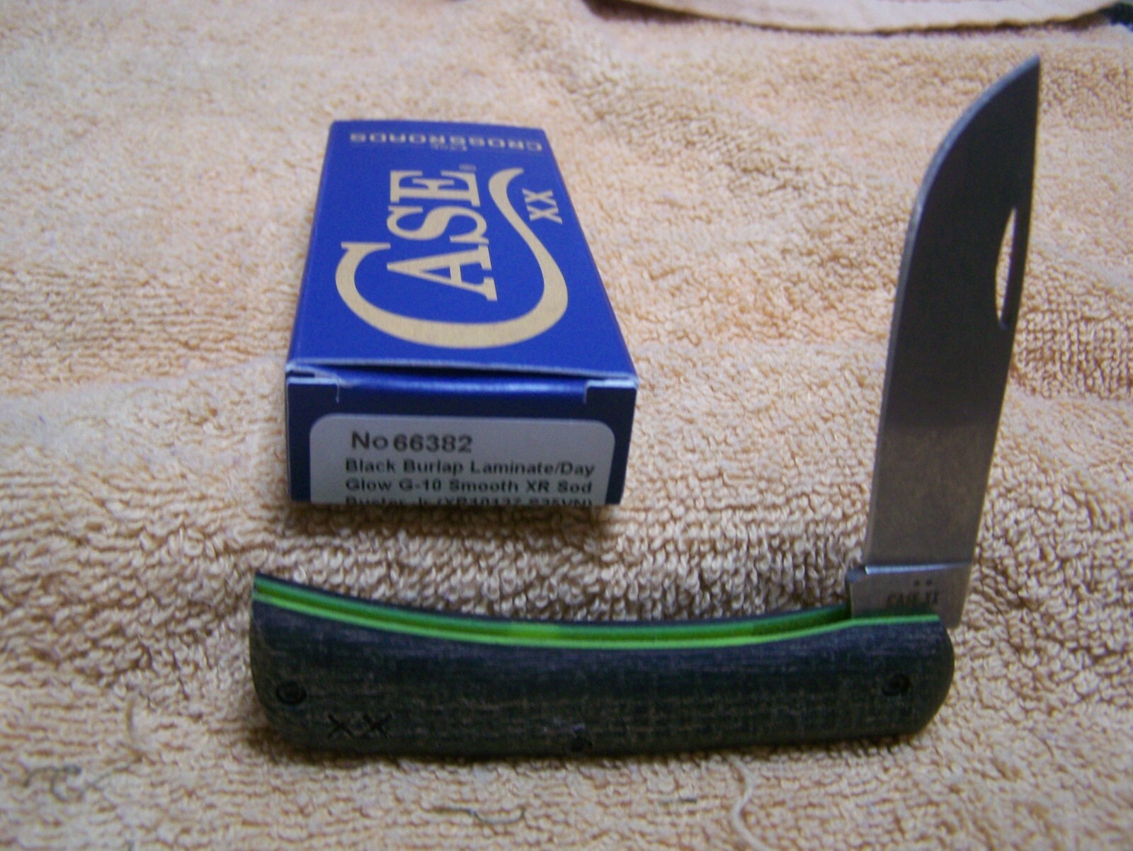 CASE XX SODBUSTER JR BLACK BURLAP DAYGLOW CROSSROADS 66382 XR10137- S35VN G10