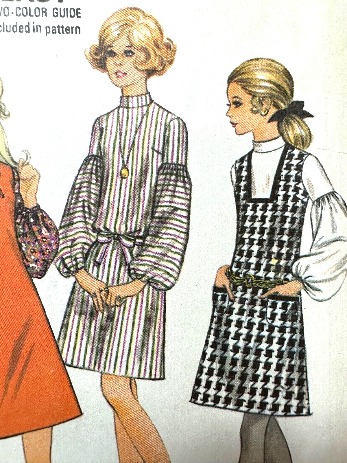 Vintage 1960s Dress Pattern MINI Jumper DRESS Drop FULL SLEEVE McCalls 2023 Sz11