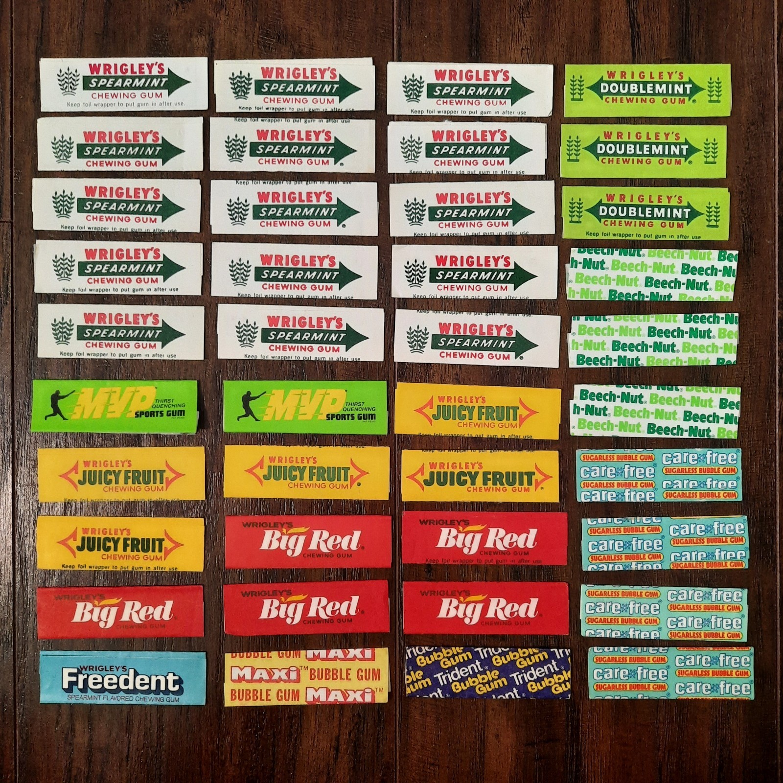 Vintage 1970s Chewing Gum Wrappers Lot Of 40 For Chain Or Display ~ 10 Dif Types
