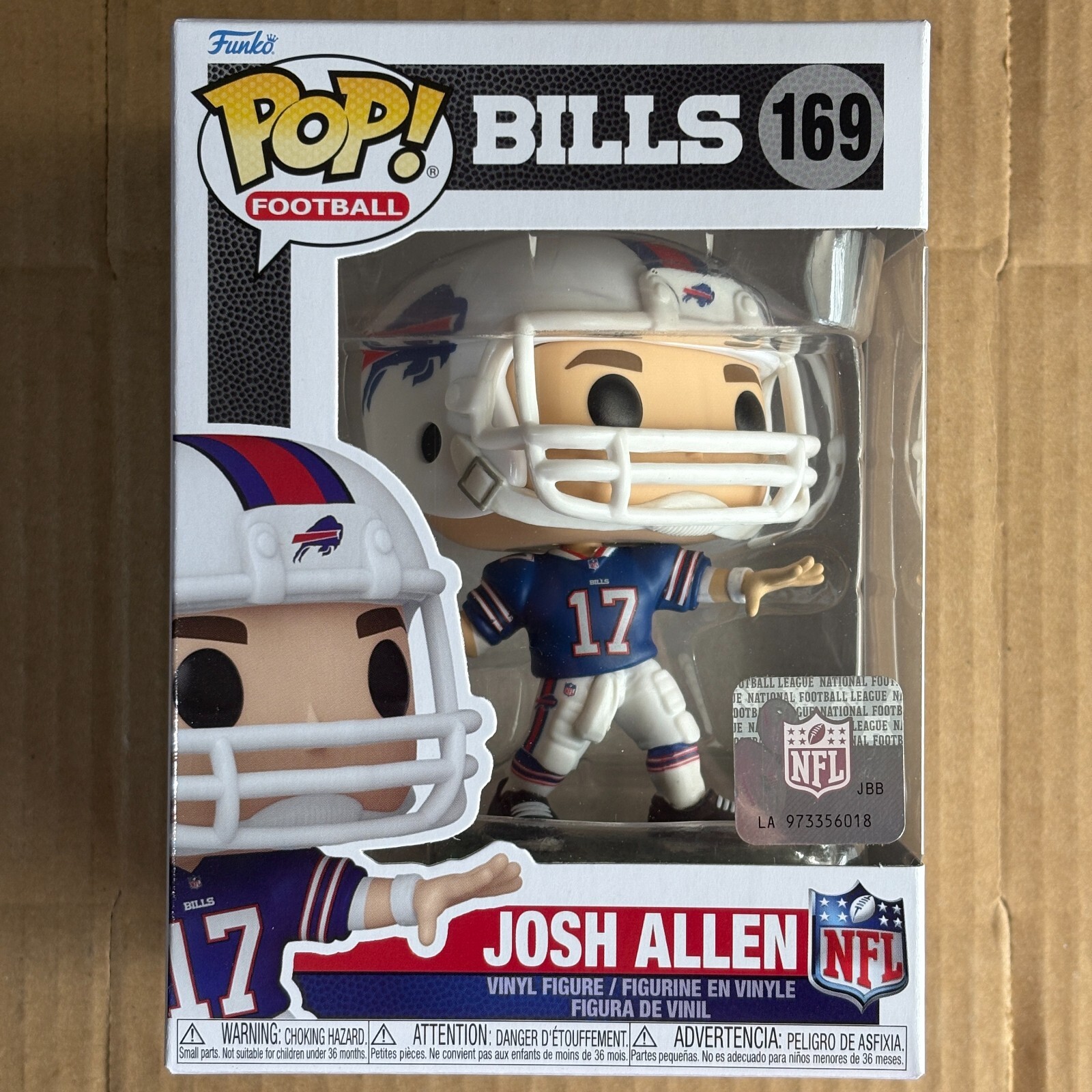 Funko Pop! Josh Allen #169 Buffalo Bills, Home Jersey, Football, NFL NM