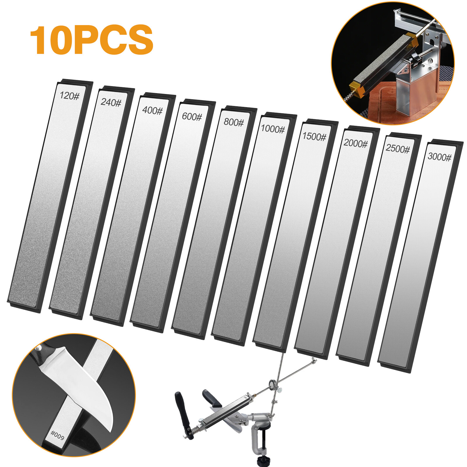 10pcs 120-3000 Grit Diamond Grinding Sharpening Plate Whetstone Stone for Knife