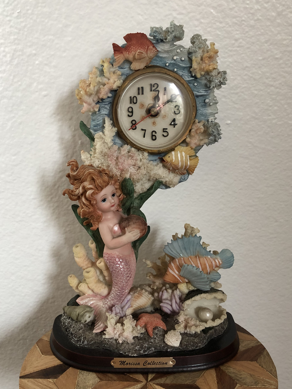 Vintage Non-Functional Mermaid Seashell Fish Ocean Themed Pendulum Clock
