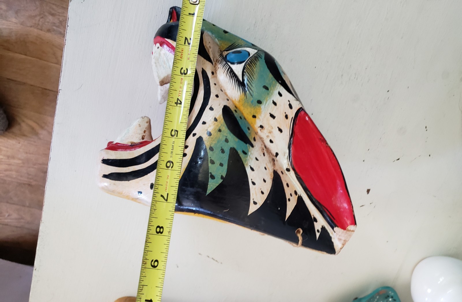 Vintage Mexican Folk Art, Tiger?leopard? Wild Cat Mask Wall Decor