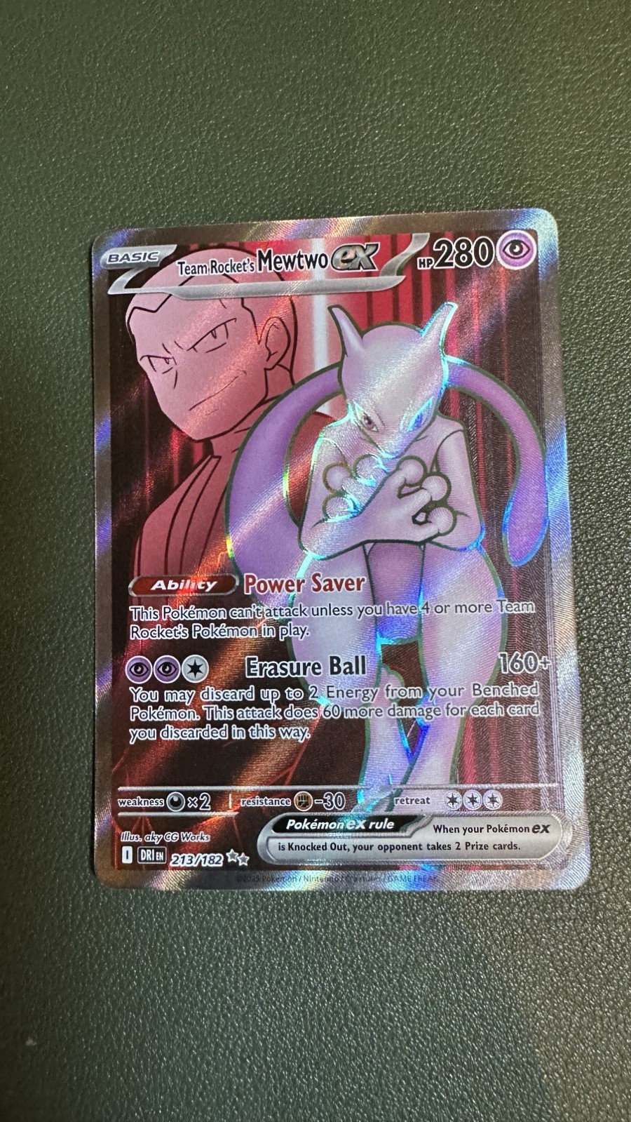 POKEMON TCG TEAM ROCKET’S MEWTWO EX 213/182 DESTINED RIVALS NM