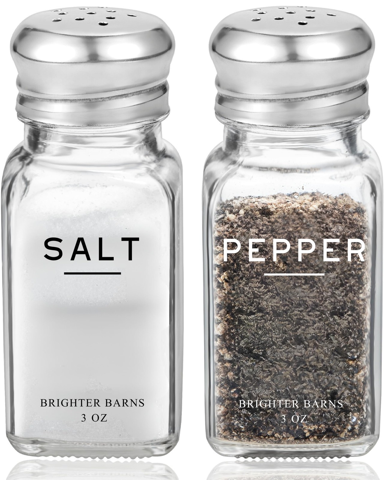Glass Salt and Pepper Shakers Set by Brighter 1.6 x x 3.9 inches, Clear