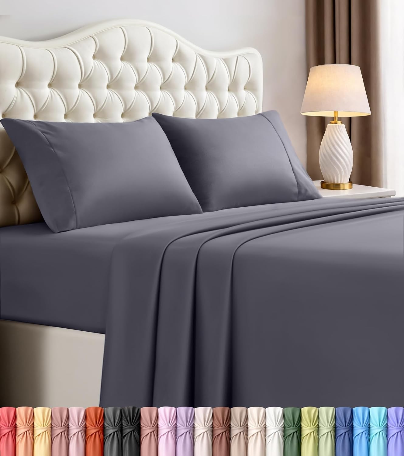 Queen Size Sheet Set � 4 Piece Bed Sheets, Soft and Breathable Microfiber, Inclu