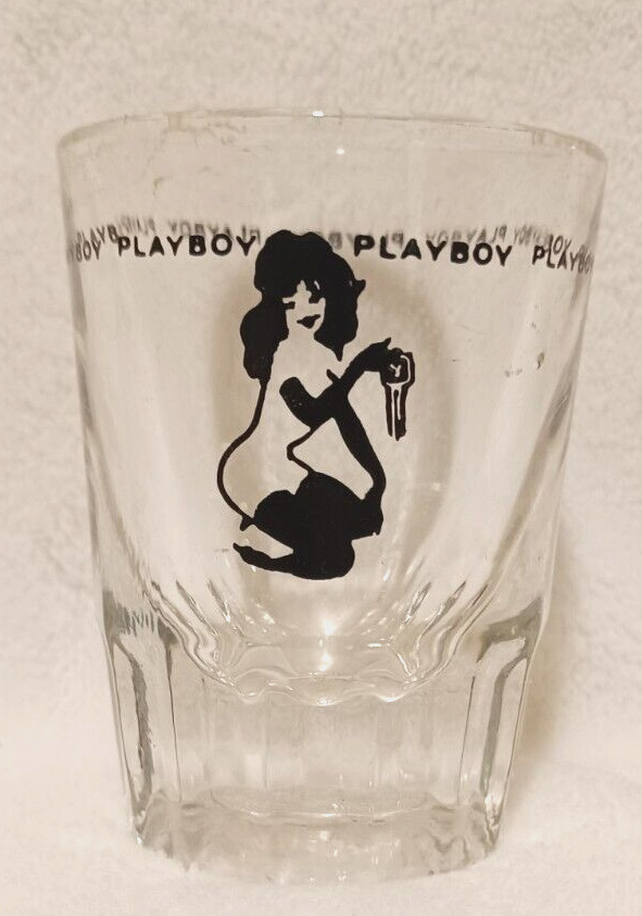 1960s Playboy Shot Glass 2 Oz. Leroy Neiman Art Bunny With Key Double Shot