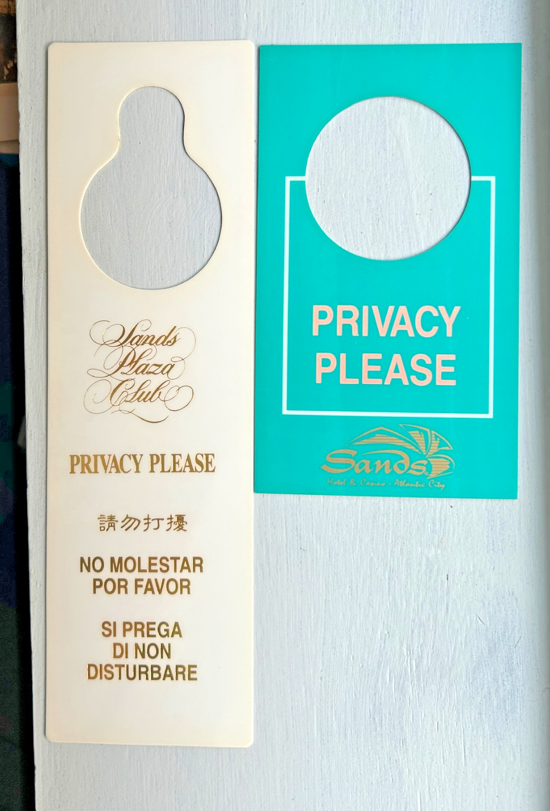 2 SANDS CASINO & HOTEL Atlantic City Door Hanger EARLY MAKE UP / PRIVACY PLEASE