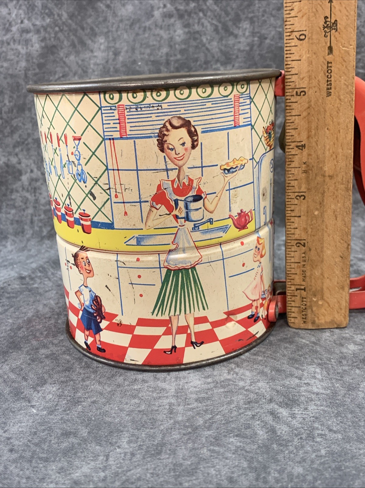 Vintage Androck 3 Screen Hand-I-Sift W/Handle Flour Sifter Retro Kitchen Decor