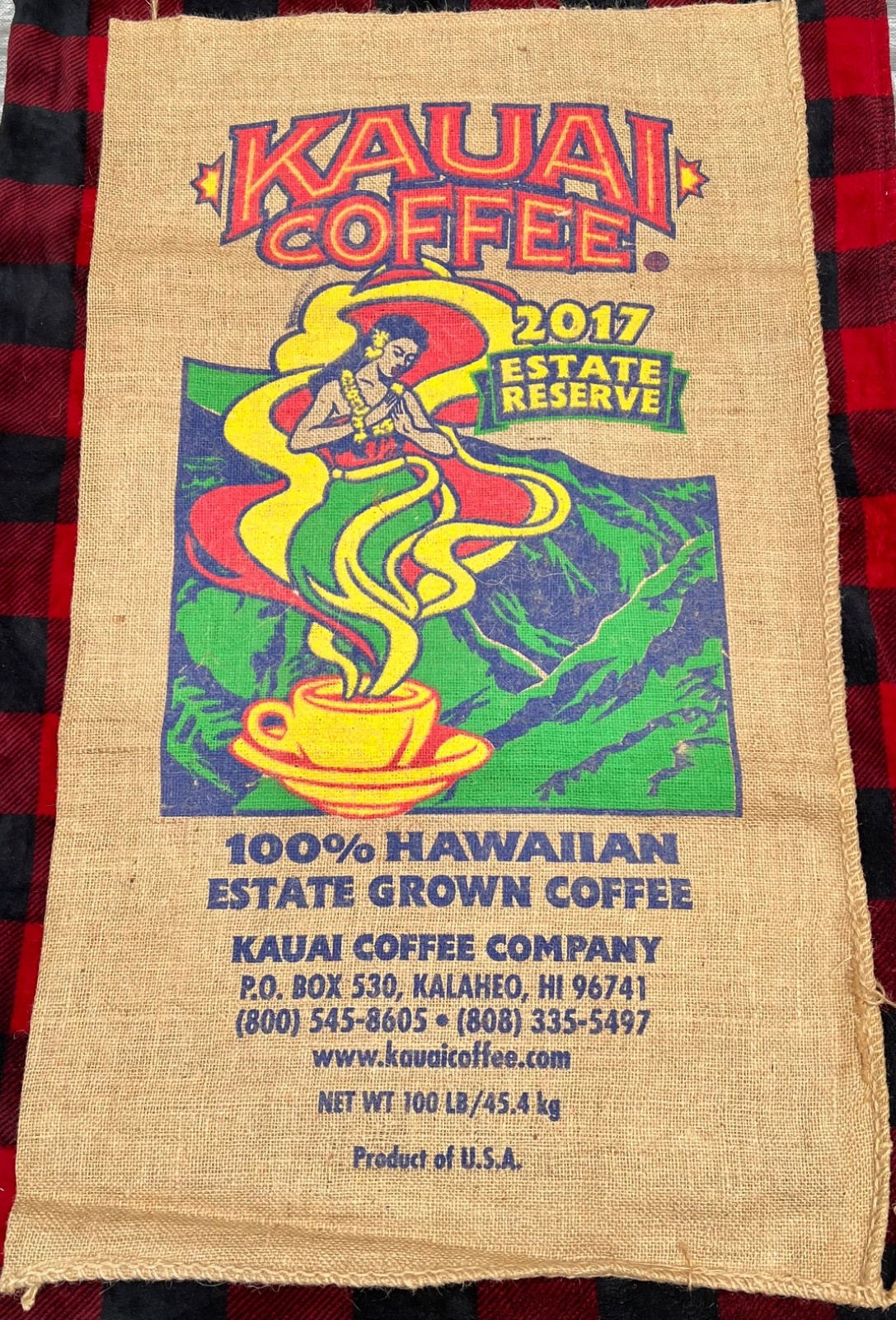 2017 ~ KAUAI COFFEE (Estate Reserve) *** Burlap Coffee Bag *** “Brand New!” ***