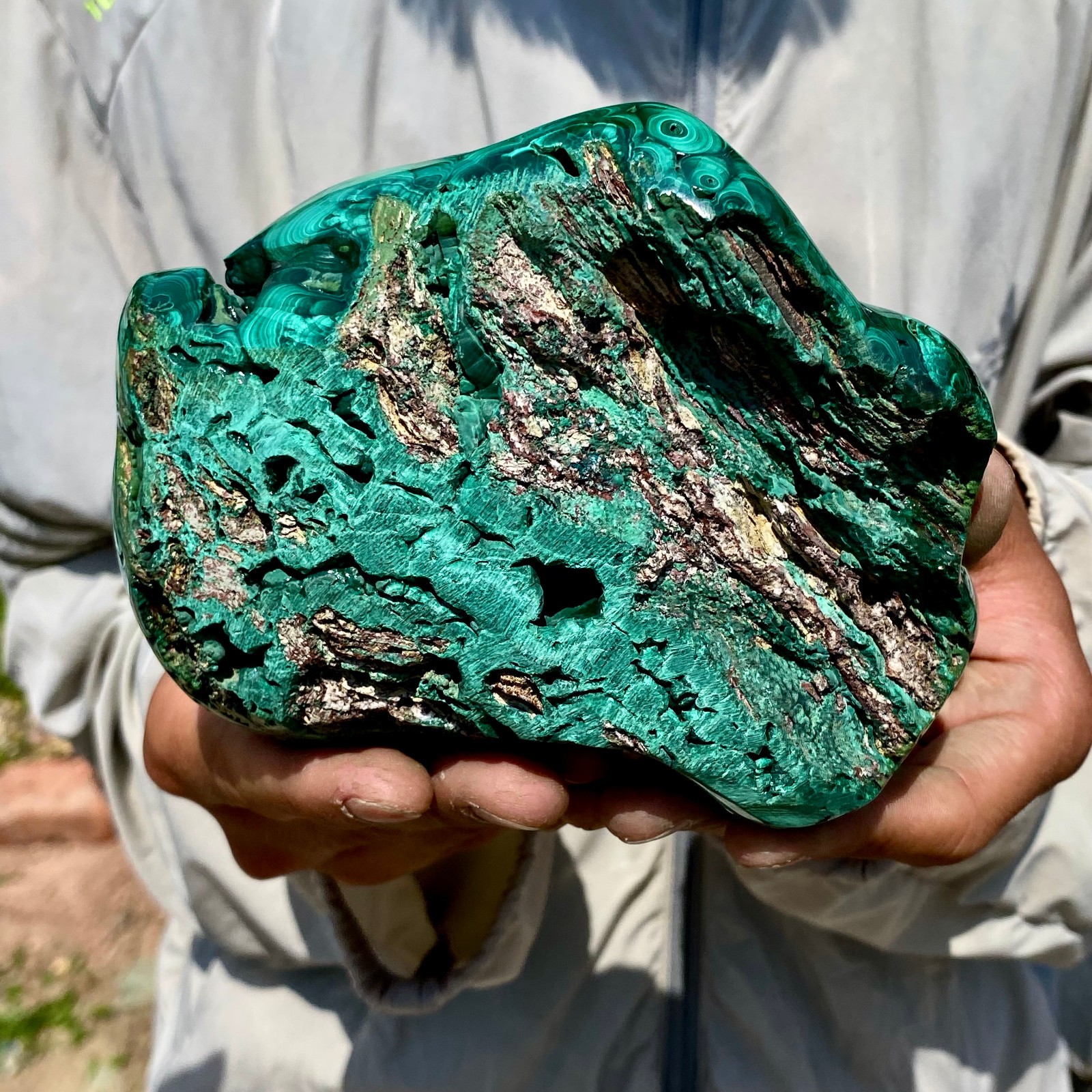 2.35LB Natural Polished Malachite Mineral freeform specimen Reiki Stone
