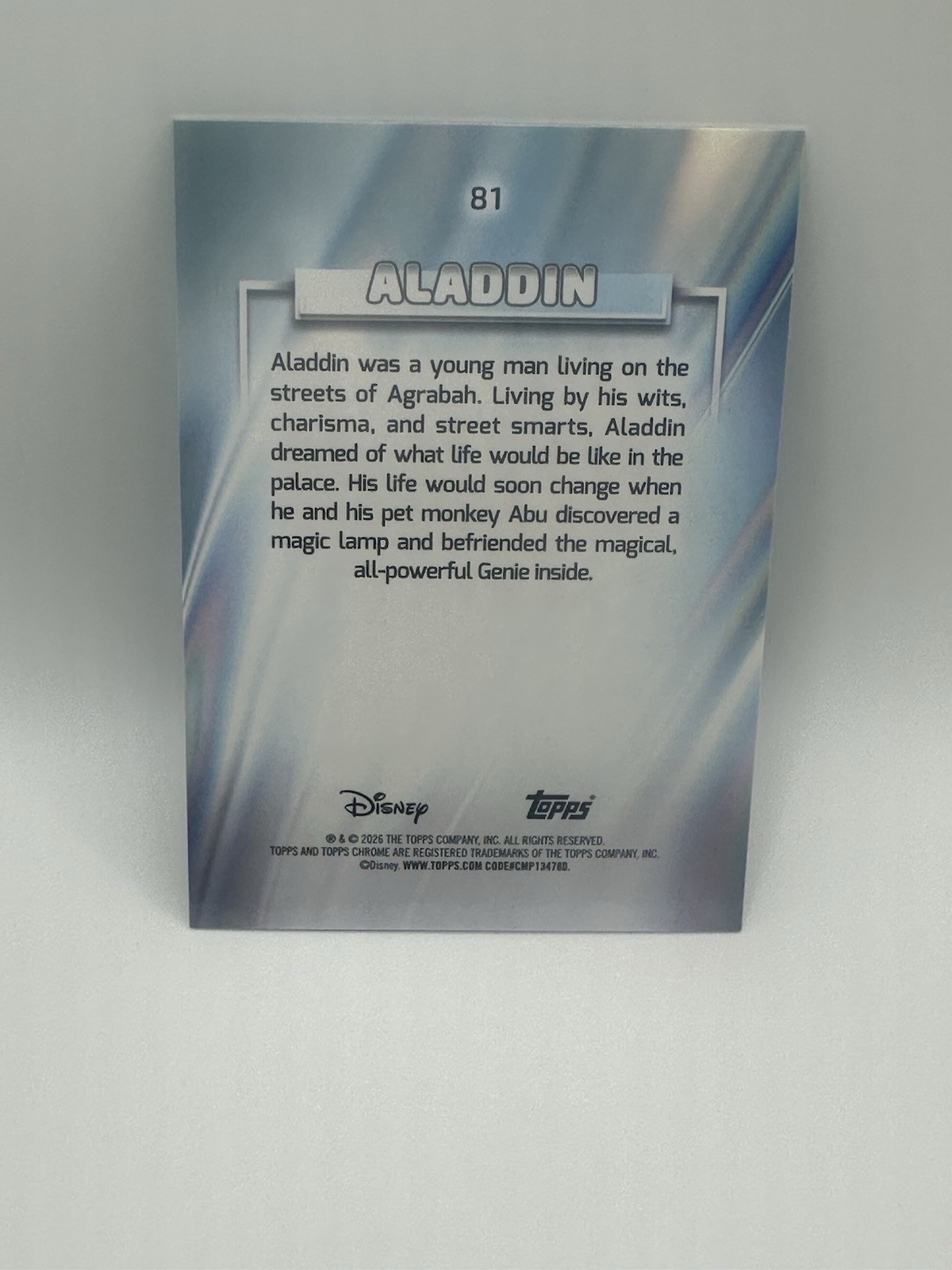 2026 Topps Chrome Disney #81 Aladdin Aqua Mini Diamond Refractor /199