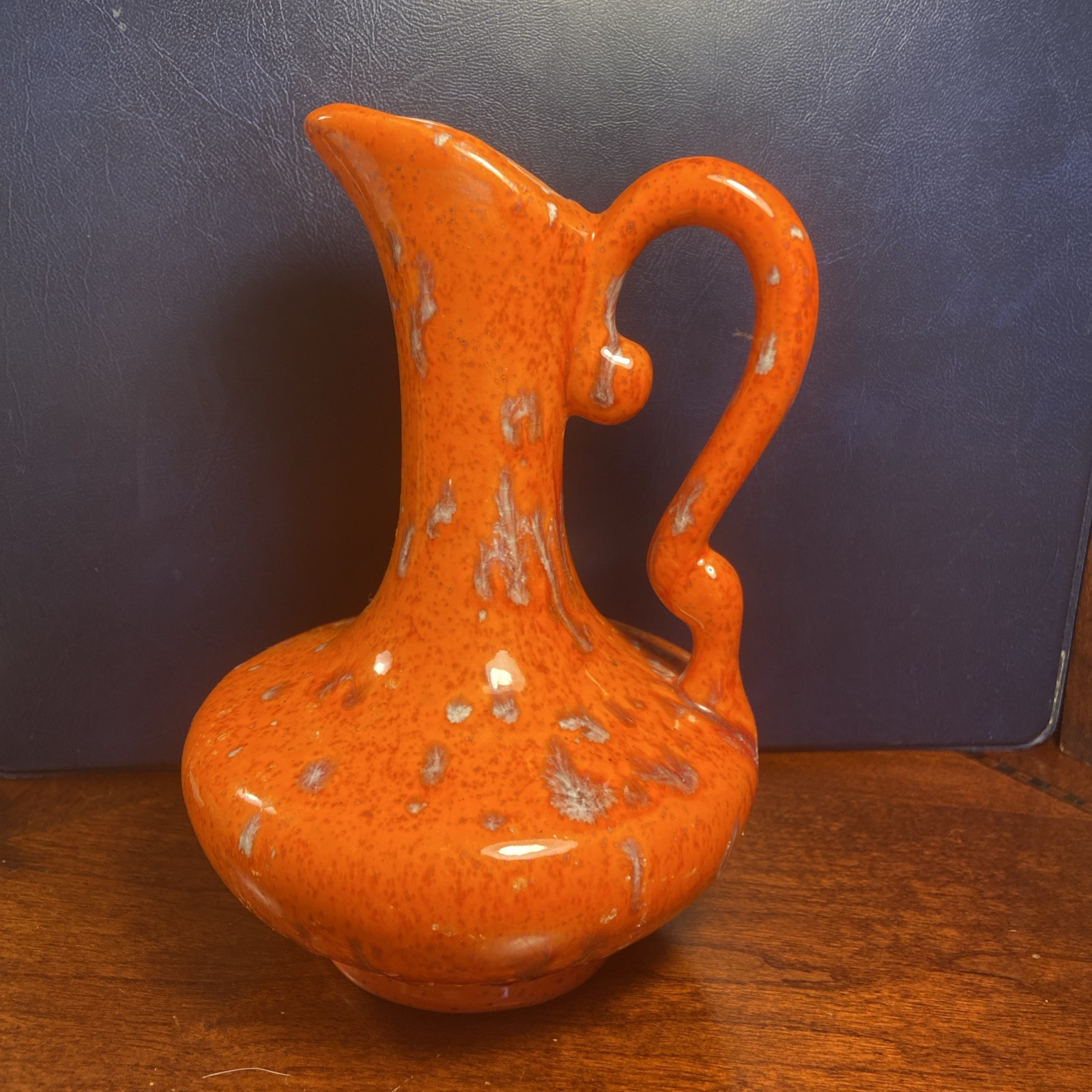 Vintage MCM Vase Splatter Drip Glaze Speckled Bud Retro 60s Orange White